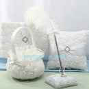 Romantic Rose Bowknot Satin Girl's Wedding Ceremony Party Flower Basket Ivory