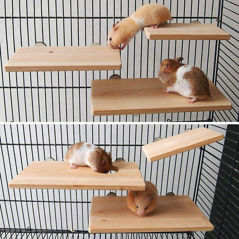 Wooden Parrot Bird Cage Perches Stand Platform Pet Budgie Parakeet Rat Toys A0E0