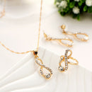 Fashion Bridal Crystal Infinite Necklace Earrings Rings Wedding Jewelry Set N 3C