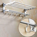 New Wall Mounted Towel Shelf Rail Storage Rack Holder H Hook Bathroom Hotel W8N4