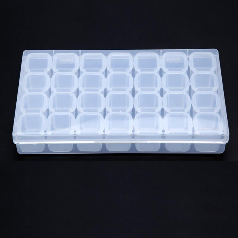 Empty 28 Jars Slots Nail Art Storage Box Tips Jewelry Case Organizer Beads Tools