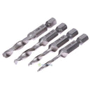 4pcs 1/4" Hex Shank HSS Metric Hand Screw Thread Tap Taper & Drill Bits Tool