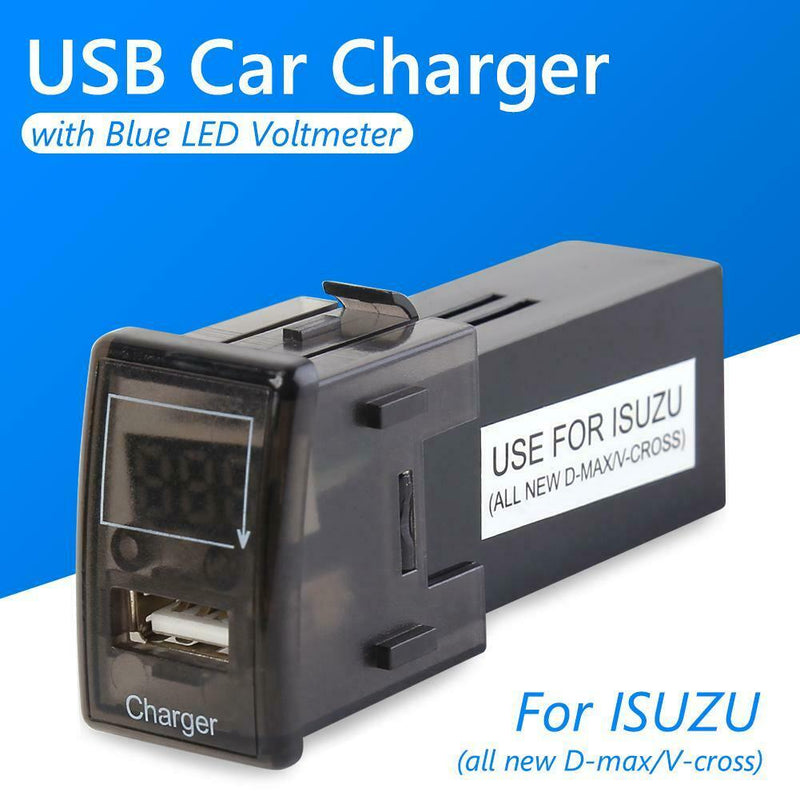 12V 24V to 5V 2.1A USB Car Charger Adapter with Blue LED Voltmeter for ISUZU