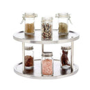 Spice Rack Stainless Steel Organizer Tray Turntable Rotating 2 Level Tablet N5Y5