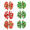 6Pcs Girl Christmas Holiday Gift Snowflake Ribbon Hair Bows Clip Girl HairpiN`US