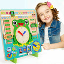 Wooden Calendar Clock Educational Weather Season Toys Learning For Kids R0I7