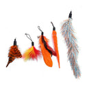 Pet Telescopic Feather Teaser Wand Rod Cat Toys w/Replacement Head (Orange)