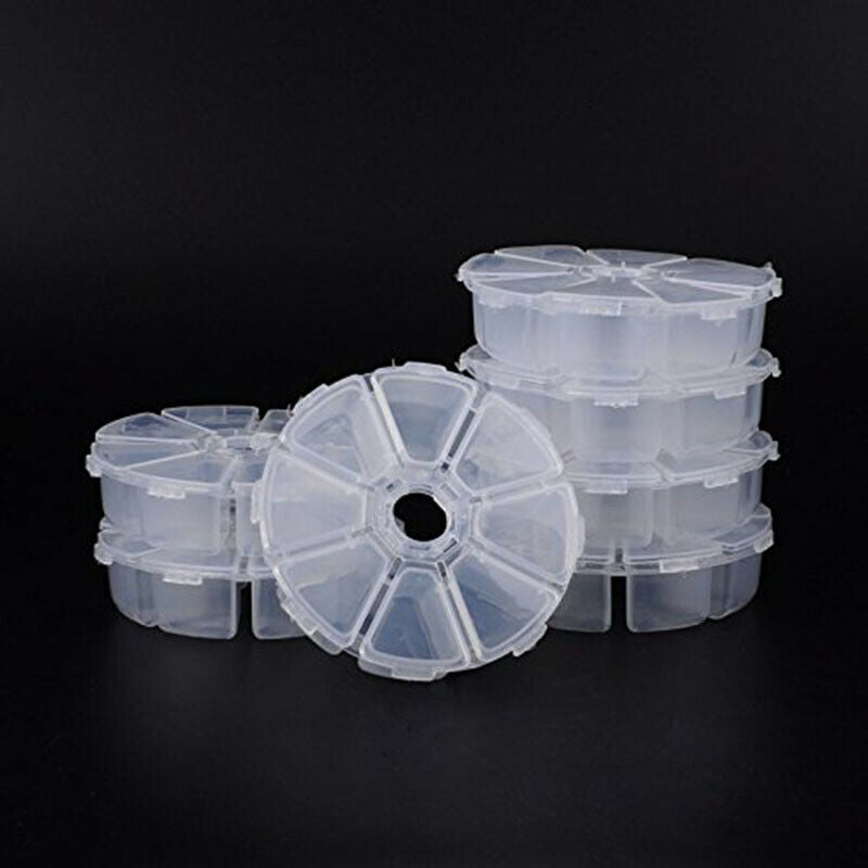 20 Sets 8 Compartments Round Storage Box Bead Organizer Display Containers, N7G9