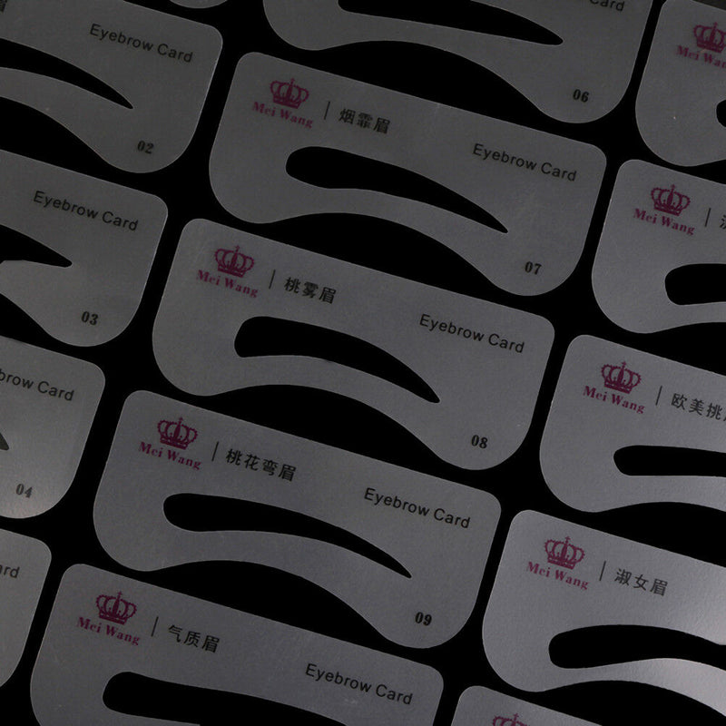 24 Styles Eyebrow Shaping Stencils Grooming Kit Shaper Template Makeup Tool Cy