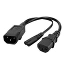 IEC320-C14 TO C13+C7 Power Adapter Cord Male to Female 3-pin UPS Server