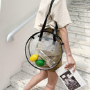 Summer Beach Round Transparent Women Handbag Tote Shopping Bags (Black)