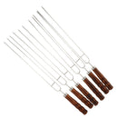 6PCS BBQ Barbecue Steel Grilling Kabob Skewers Needle Wooden Handle