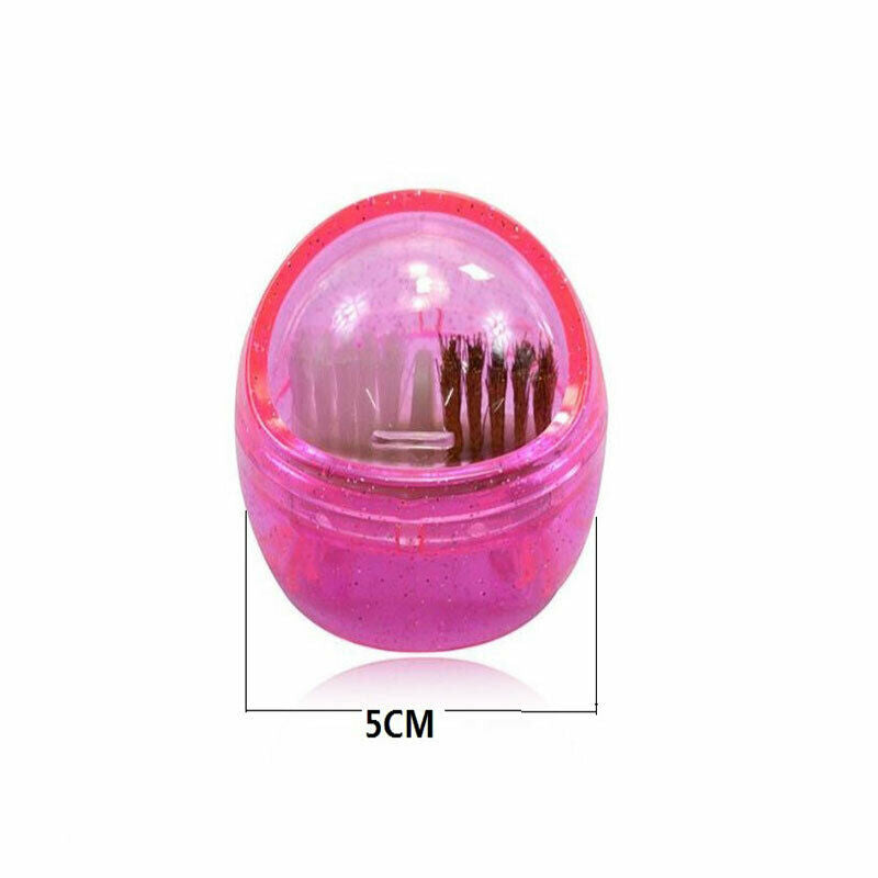 Nail Art Dual Clean Brush Head Drill Bit Cleanser Box Polishing Buffing ManiS Ew