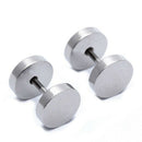 Pair Men's Titanium Steel Barbell Stud Earrings Gothic 8mm B1I1