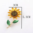 Womens Brooch Pin Sunflower Alloy Enamel Inlay Crystal Dress Shirt Suit Sweater