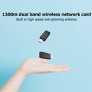 1300Mbps Dual Band USB Wireless Dongle 2.4GHz/5.8GHz Bluetooth WiFi Adapter