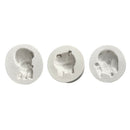 3PCS Silicone Cute Dog Mould Molds for DIY Crafts Cake Decor Mold Fondant