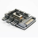 Splitter Cooling Fan Hub PC SATA 1 to 8 3Pin 12V Power Socket PCB Adapter