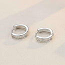 Unisex Stainless Steel Rhinestone Charm Hoop Earrings Quartet Simple Temper B6B3