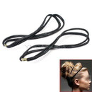 2 Pcs Black Elegant Double Layer Elastic Headband Hair Band for Women Lady