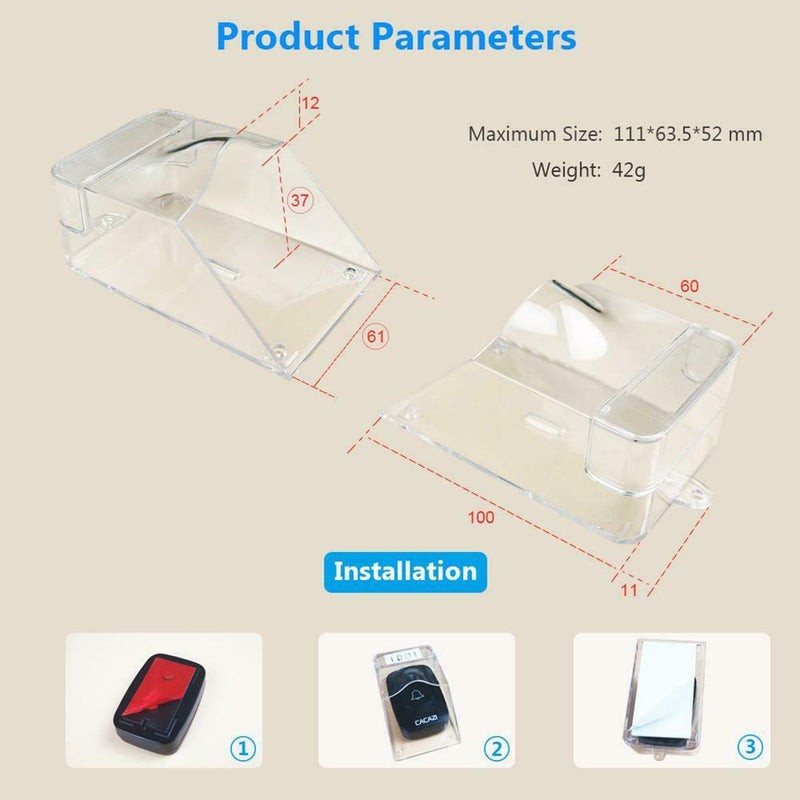 Transparent Waterproof Cover for Wireless Doorbell Home Door Bell Chime