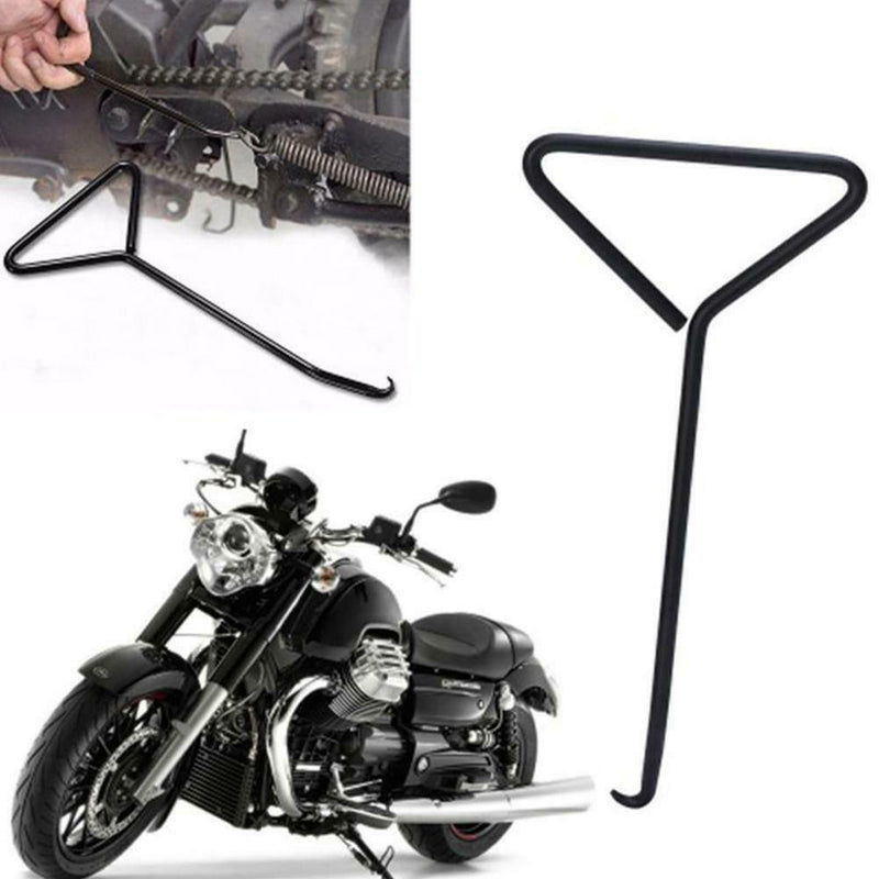 1* Universal Motorcycle T-Handle Stand Spring Hook Puller Black For Exhaust Pipe