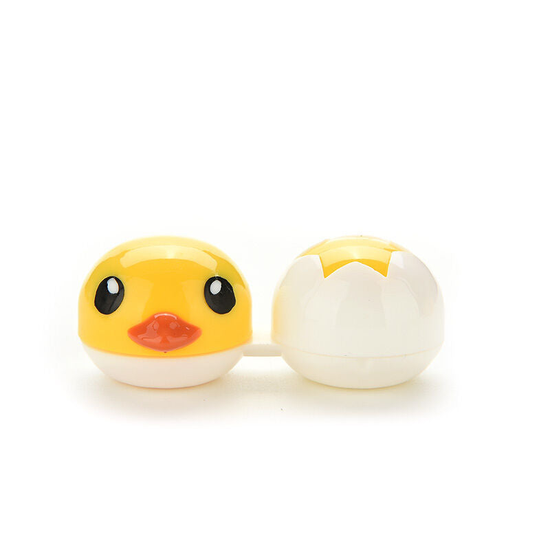 Cute Yellow Duck Contact Lenses Lens Case Holder Box Portable Travel Kit Set FT