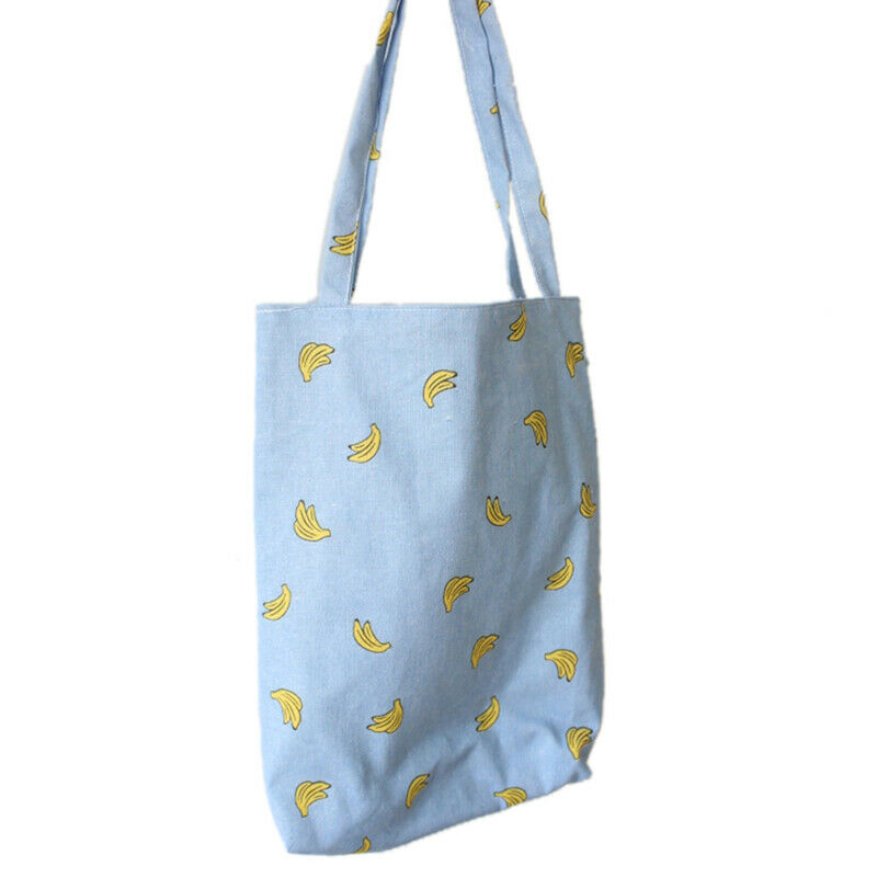 1Pc Banana Pattern Cotton Linen Shoulder Bag Shopping Beach Travel Tote Hand Bj