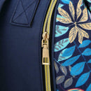 Mummy Maternity Backpacks Plant Print Baby Diaper Shoulder Bags (Blue)