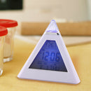 New 7 LED Color Pyramid Digital LCD Alarm Clock Thermometer