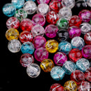 100 Pieces Colorful Round Beads,8mm Glass Crackle Czech Spacer Loose Beads