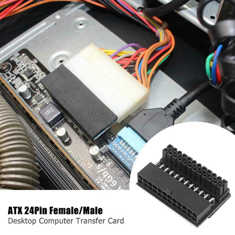 90 Degree Desktop Motherboard ATX 24Pin Female to 24Pin Male Power Adapter