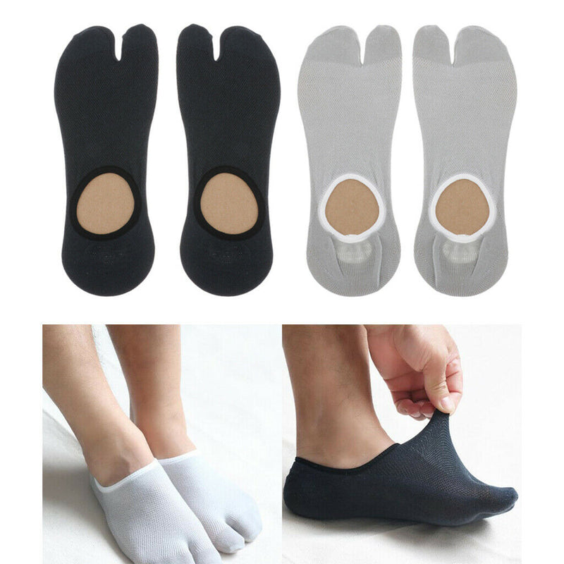 2 Pairs Male Cotton Split 2 Toe Flip-Flops Socks  Tabi Socks Sports Anklets