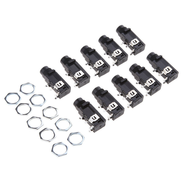 10Pcs 6.35mm/6.35 Stereo Audio Microphone Female Socket/Jack Audio Accessories