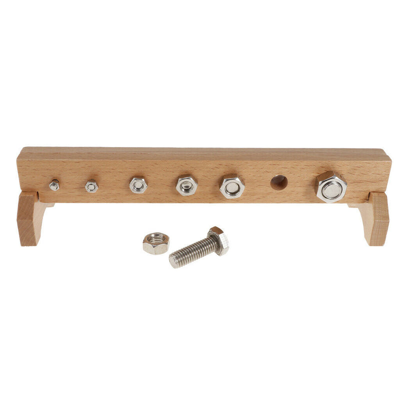 Wooden Montessori Practical Material Metal Bolts And Nuts With Wood Stand