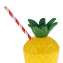 Novelty Tropical Pineapple Drinking Cup with Straw Luau Party Decor Supplies