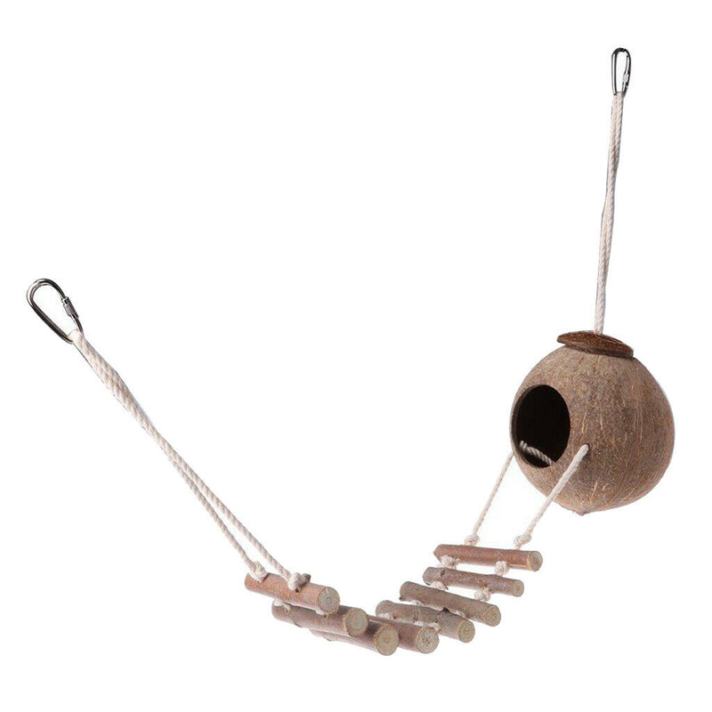 Natural Coconut Shell Pet Bird Nest Hut Cage Feeder for Parrot Parakeet