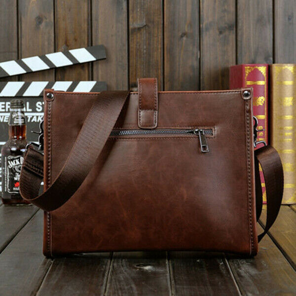Men's Leather Shoulder Bag Messenger Crossbody Tablet Bags Handbag Satchel U3X8