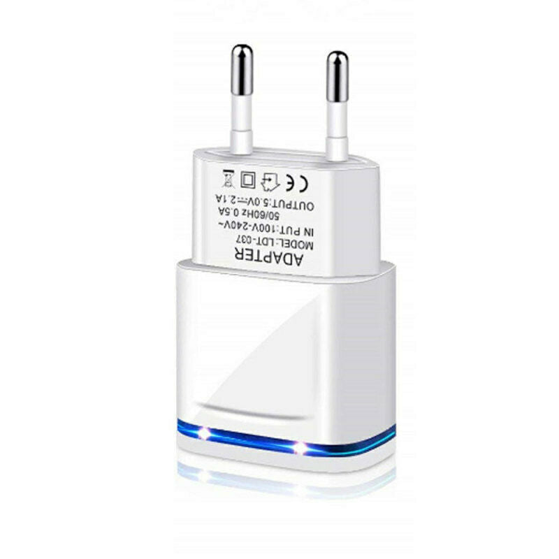 EU Plug Universal 2.1A 5V USB Phone Fast Charger LED Light For Traveling Outdoor