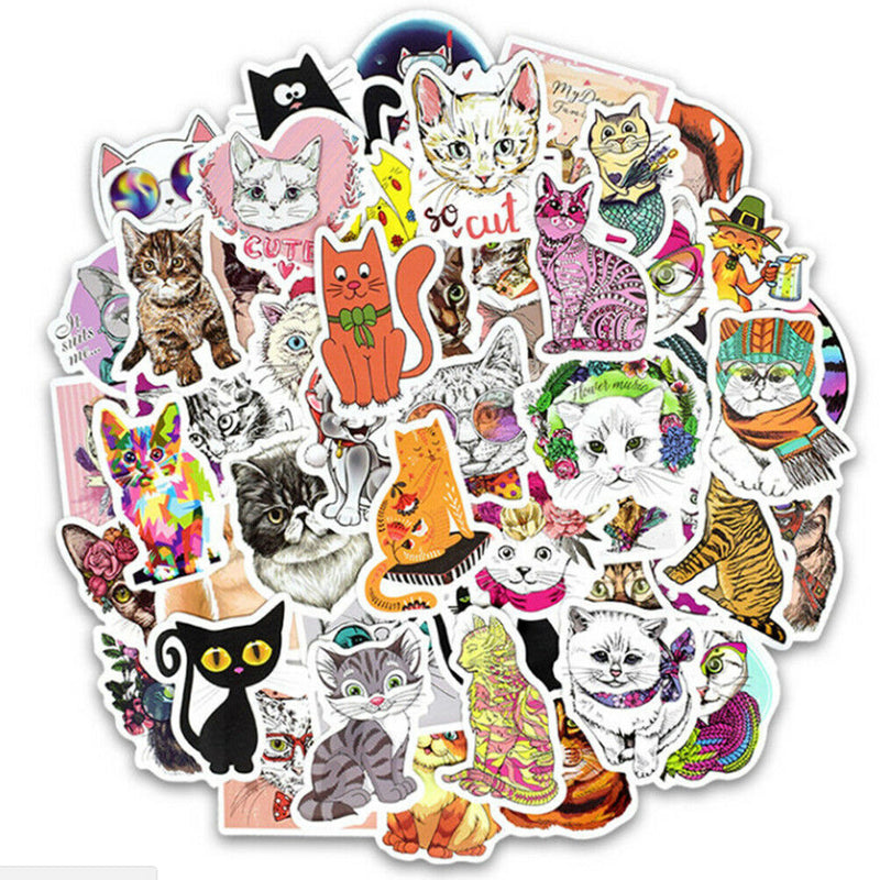 50Pcs/bag Cute cat stickers DIY scrapbooking suitcase laptop car stick%x