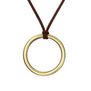 Women Ethnic Bronze Hollow Alloy Circle Pendant Sweater Necklace Jewelry
