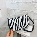 Plush Handbags Female Zebra Print Shoulder Underarm Bag Chain Purses (3)