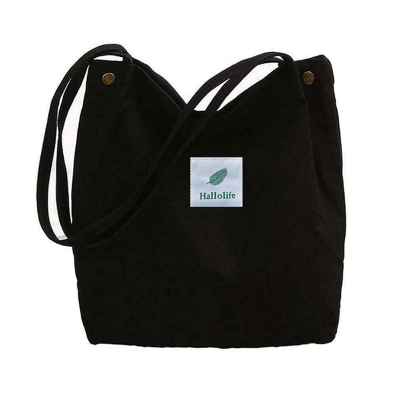Fashion Women Handbag Canvas Print Tote Large Capacity Shoulder Bag (Black)