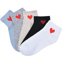 1pair Socks Women Red Heart Pattern Soft Breathable Cotton Socks OZ