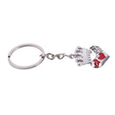 Couple Crown Top Heart Pendant Flat Split Rings Keychains 2 Pcs