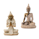 2 Pieces The Hue Cottage Seated Meditation Buddha Deity Sandstone Statue