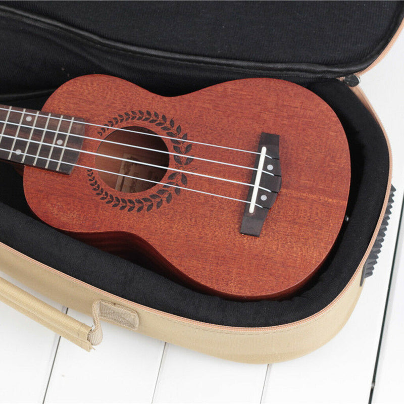 Khaki Hand Portable Padded Bag Durable Ukulele Bag Ukulele Cover Uke Case