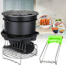 1X(8Pcs 8 Inch Air Fryer Frying Cage Dish Baking Pan Rack Pizza Tray Pot Ac