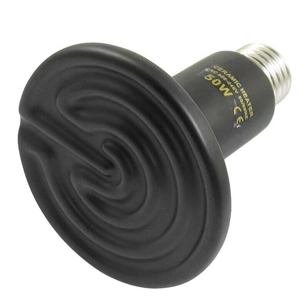 AC 220-240V 50W Ceramic Emitter Heater Pet Reptile Heat Lamp Bulb Black