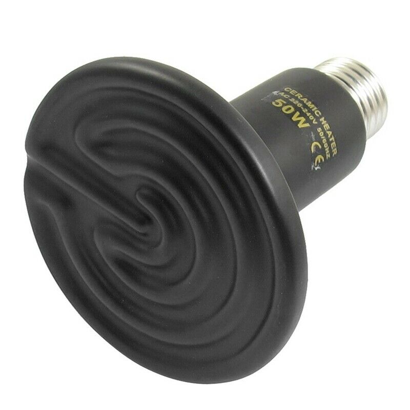 AC 220-240V 50W Ceramic Emitter Heater Pet Reptile Heat Lamp Bulb Black